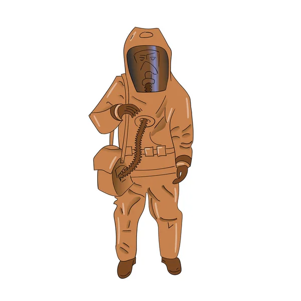 Людина в бактеріологічному захисному костюмі помаранчевий — стоковий вектор