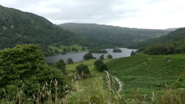 Paisagem cúmbria com Rydal Water lake — Vídeo de Stock