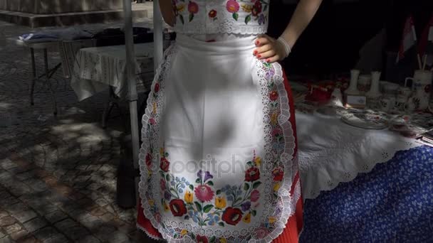 Traditionele kleding van Hongaarse vrouw — Stockvideo