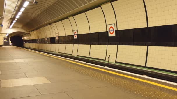 London underground tåg anländer Wanstead station — Stockvideo