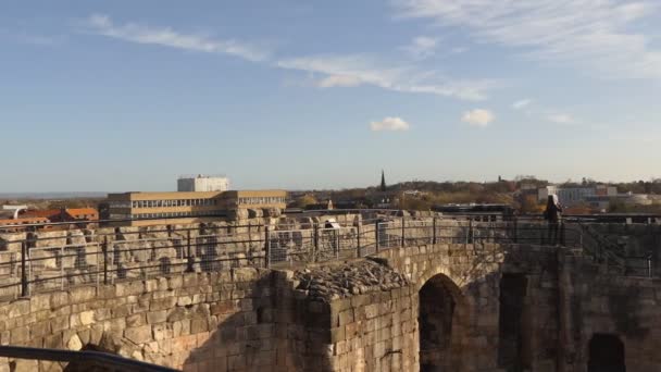 York stad panorama van kasteel boven — Stockvideo