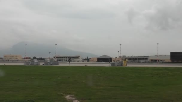 Passenger Window View Aircraft Just Landed Naples Napoli Italian City — Stock Video