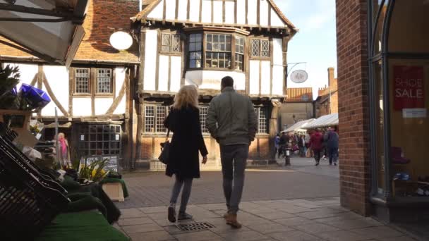 York England United Kingdom November 2017 Menschen Und Stände Der — Stockvideo