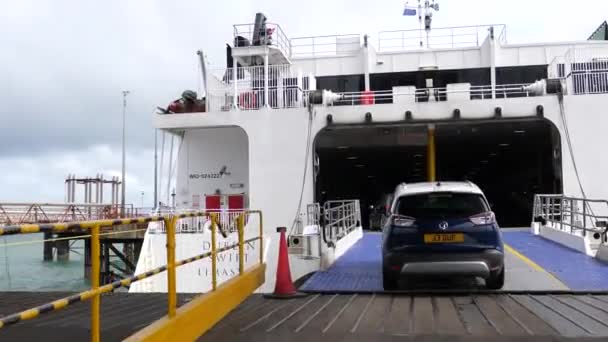 Holyhead Port Wales Großbritannien August 2019 Verschieben Der Frontscheibe Eines — Stockvideo