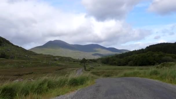 Водитель Автомобиля Вид Переднего Пассажира Отдаленной Черной Долине Ирландии — стоковое видео