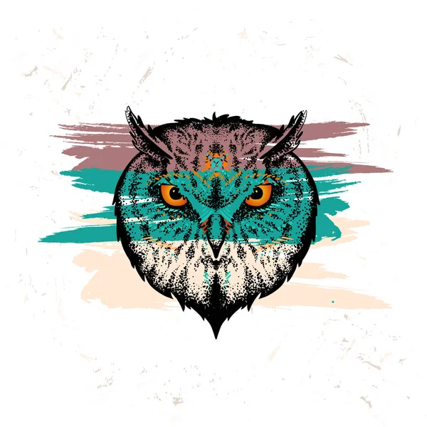 波西米亚风猫头鹰在纹身的风格 — 图库矢量图片