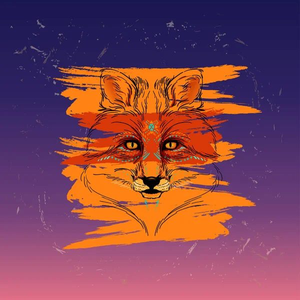 波西米亚风狐狸风格的纹身 — 图库矢量图片