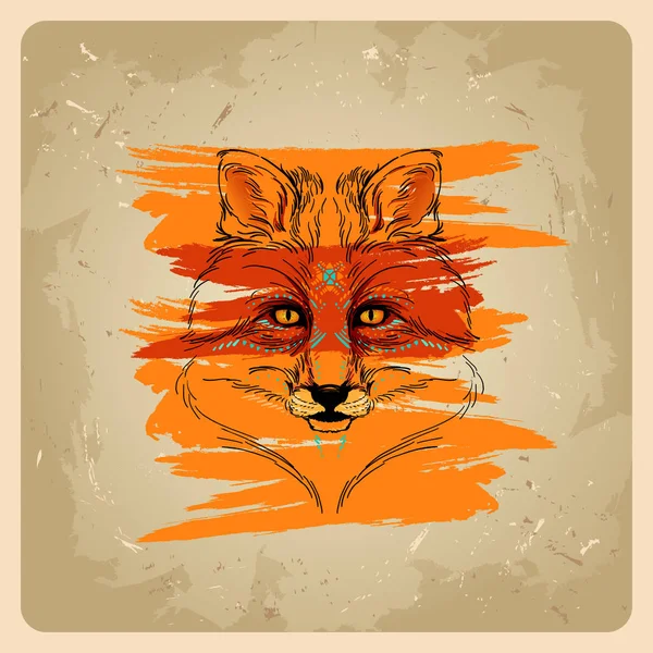 Boho fox in the style of tattoo — Stock Vector