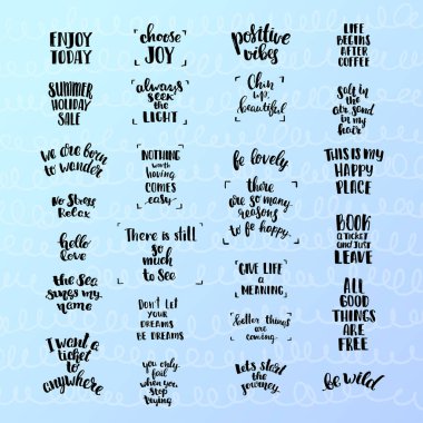 Modaya uygun yazı posterler vektör kümesi. Elle çizilmiş hat koleksiyonu. yaratıcı grafik şablonu fırça yazı tipleri Inspirational quotes