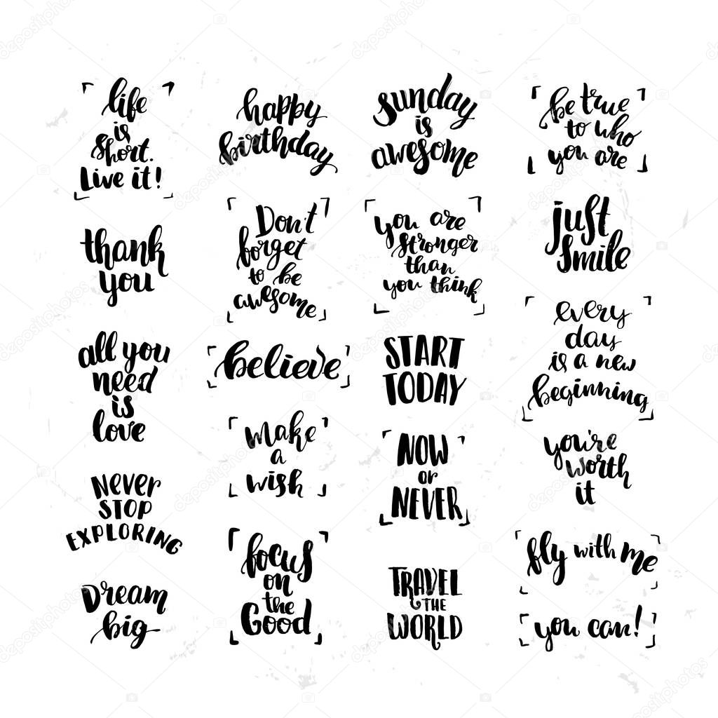 Download Vector set of trendy lettering posters. Hand drawn ...