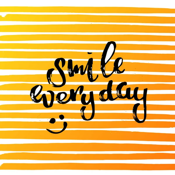 概念手写的海报。"微笑每一天"创意图形模板刷字体励志名言 — 图库矢量图片