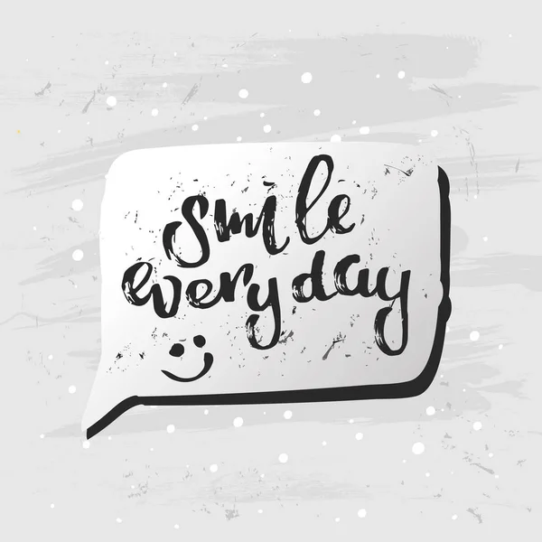 Concept handwritten poster. "smile everyday" creative graphic template brush fonts inspirational quotes — Stock Vector