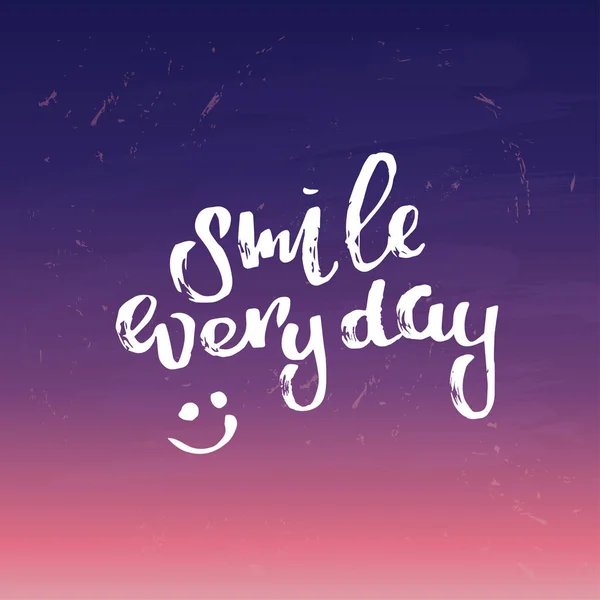 Concepto póster escrito a mano. "smile everyday" creative graphic template brush fuentes citas inspiradoras — Archivo Imágenes Vectoriales