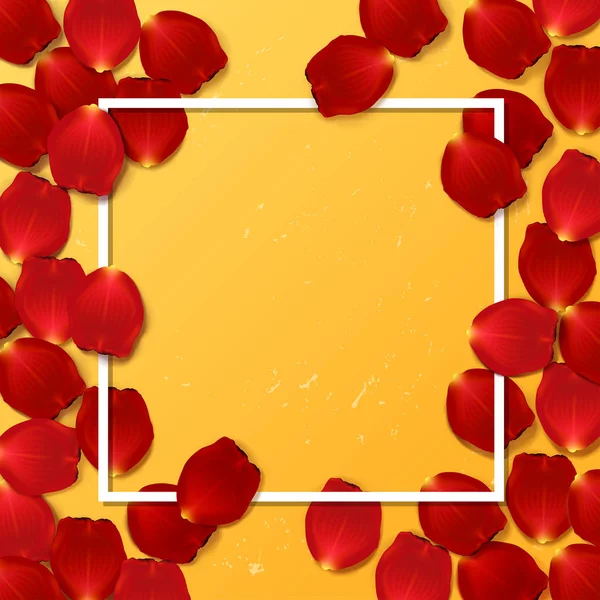 Valentinskartendesign mit roten Rosenblättern — Stockvektor