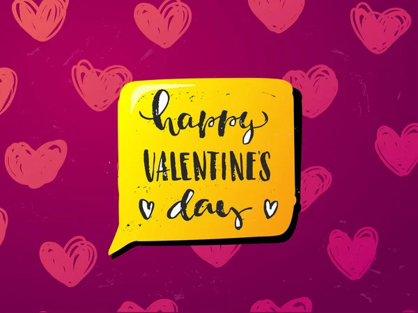 Caligrafía dibujada a mano con letras Feliz Día de San Valentín — Vector de stock