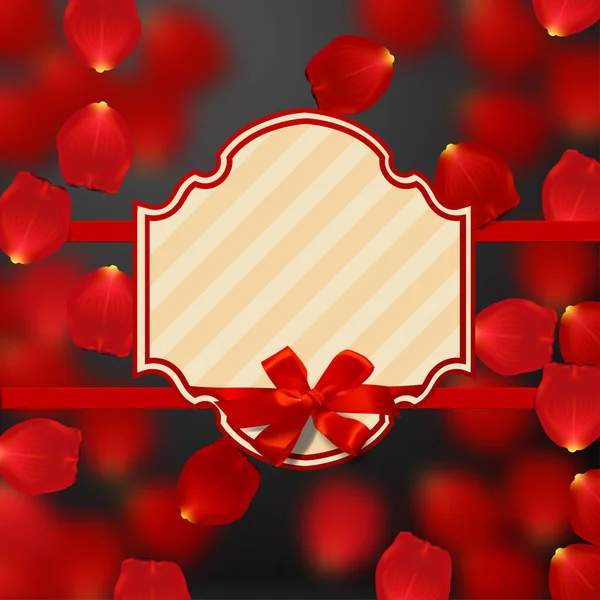 Дизайн прикордонної картки Валентина з пелюстками червоної троянди — стоковий вектор