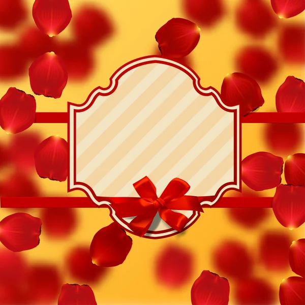 Valentine's granica karta projekt z czerwone płatki róż — Wektor stockowy