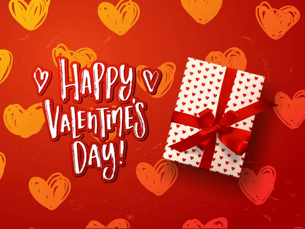 Valentine`s  Card design . Hand drawn calligraphy "happy valentines day" — Stock Vector
