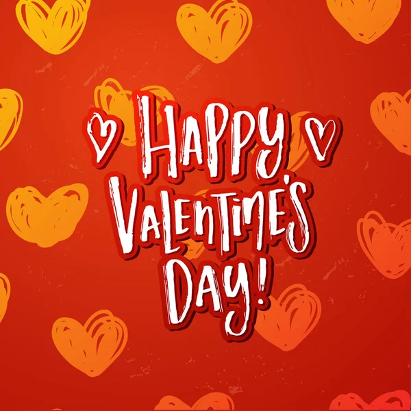 Valentine`s  Card design . Hand drawn calligraphy "happy valentines day" — Stock Vector