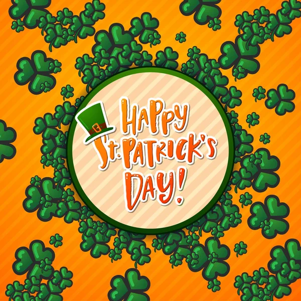 Caligrafía dibujada a mano Feliz cartel del Día de San Patricio — Archivo Imágenes Vectoriales