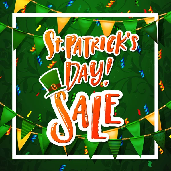 Hand drawn calligraphy Happy St. Patrick's Day SALE poster — Stock Vector