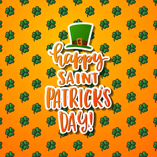 Caligrafía dibujada a mano Feliz cartel del Día de San Patricio — Archivo Imágenes Vectoriales