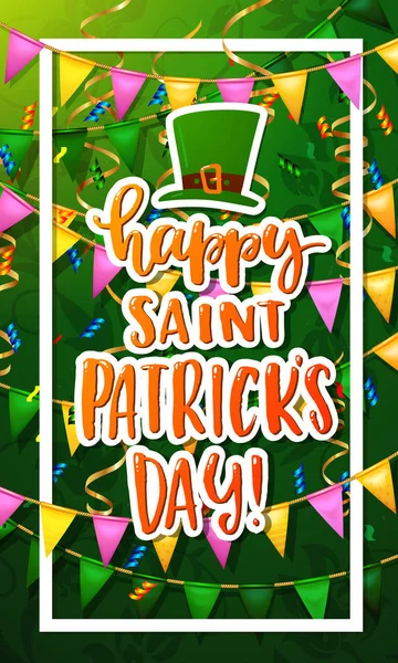 Hand dras kalligrafi glad St. Patrick's Day affisch — Stock vektor