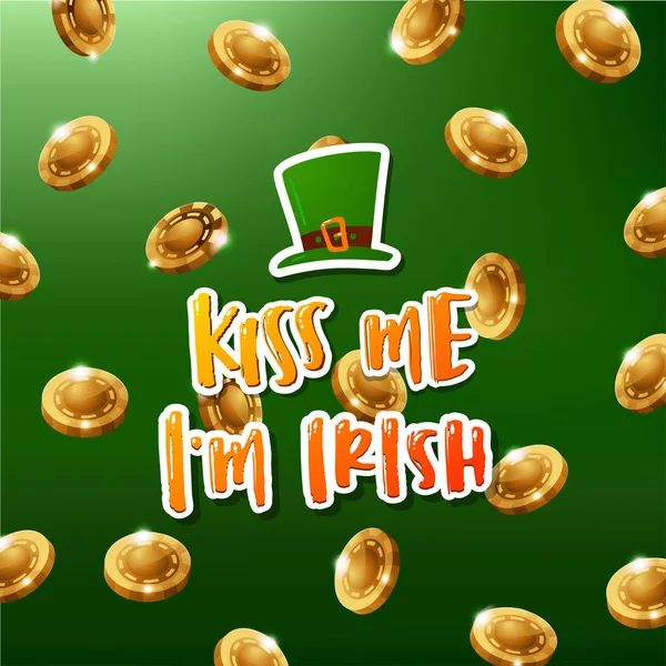 Hand getekende kalligrafie Kiss me ik ben Ierse. poster Happy St. Patrick's Day — Stockvector