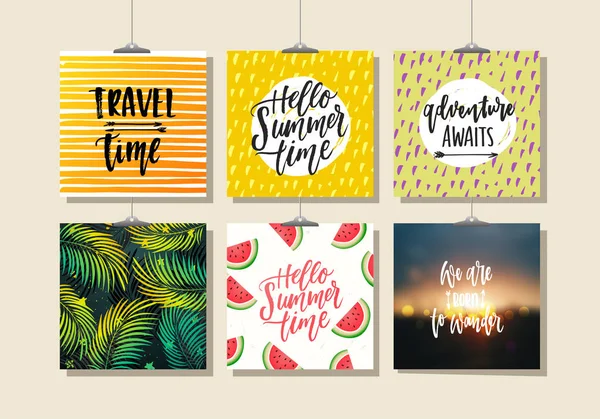 Set of trendy hand lettering posters. — Stock Vector
