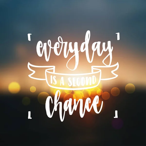 Inspirational quotes 'everyday is a second chance' — 图库矢量图片