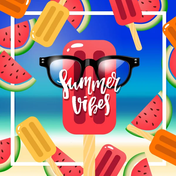 Caligrafía dibujada a mano Summer Vibes — Archivo Imágenes Vectoriales