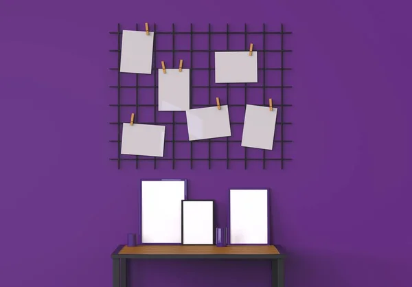 Empty mock up poster frame on the wall — Stock Photo, Image