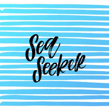 Vektör modayı el yazısı posteri. El yapımı kaligrafi 'deniz arayıcısı'