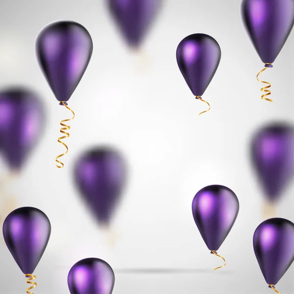 紫色飞行逼真的光面气球 — 图库矢量图片
