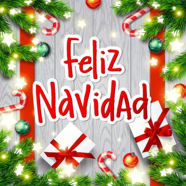 İspanyolca dil elle çizilmiş hat mutlu Noeller. Feliz navidad. el yazısı kavramı 