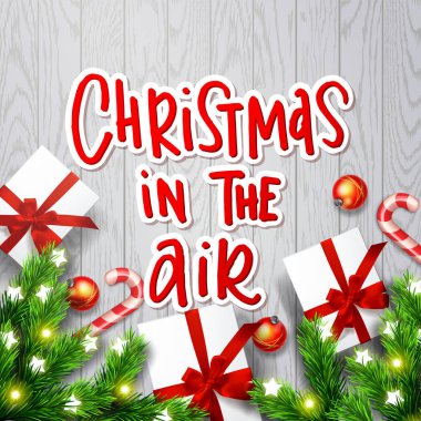 Çelenk ile tebrik kartı. Xmas vektör arka plan. Elle çizilmiş hat - Noel havada 