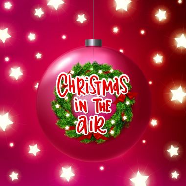 Çelenk ile tebrik kartı. Xmas vektör arka plan. Elle çizilmiş hat - Noel havada 