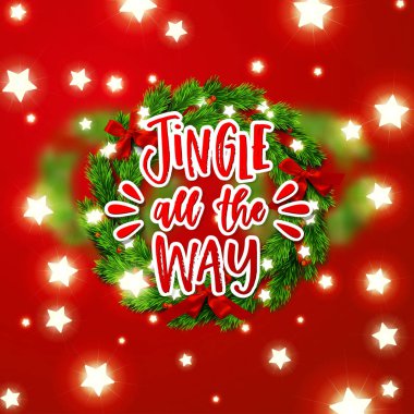 Noel tebrik kartı hediye kutusu ile. Yeni Yılınız Kutlu Olsun. Xmas vektör arka plan. Elle çizilmiş hat. kavram Jingle sonuna kadar el yazısı