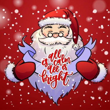 Noel Baba el yazısıyla kavramı ile Noel tebrik kartı tutan 