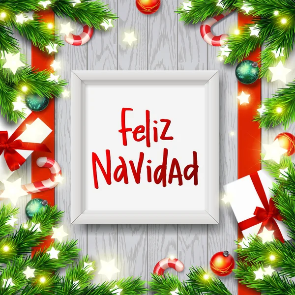 Handgezeichnete Kalligraphie frohe Weihnachten in spanischer Sprache. feliz navidad. Konzept handschriftlich — Stockvektor