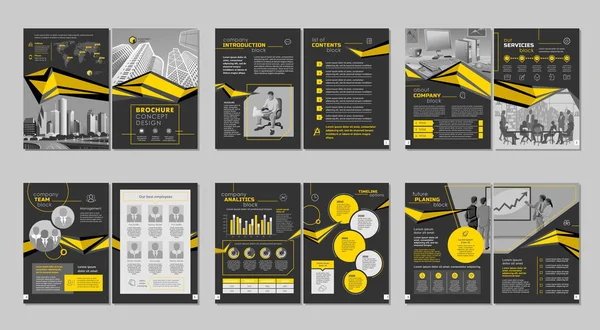宣传册创意设计 多用途模板与封面 背面和内部页面 时尚简约的平面几何设计 — 图库矢量图片