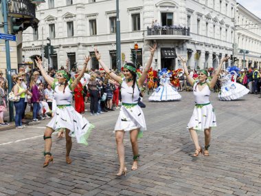 Helsinki, Finlandiya - 10 Haziran 2017: Helsinki Samba Carnaval celeb