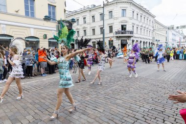 Helsinki, Finlandiya - 10 Haziran 2017: Helsinki Samba Carnaval celeb