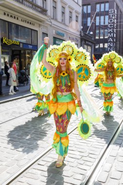 Helsinki, Finlandiya - 10 Haziran 2017: Helsinki Samba Carnaval celeb