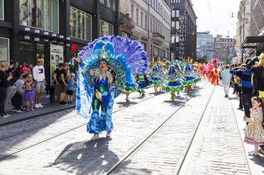 Helsinki, Finlandiya - 10 Haziran 2017: Helsinki Samba Carnaval celeb