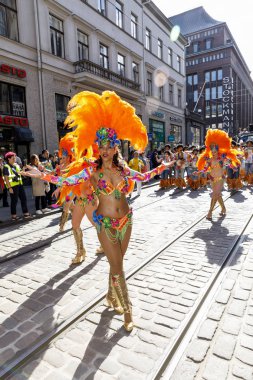 Helsinki, Finlandiya - 10 Haziran 2017: Helsinki Samba Carnaval celeb