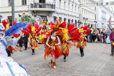 Helsinki, Finlandiya - 10 Haziran 2017: Helsinki Samba Carnaval celeb