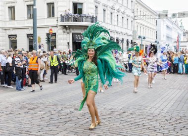 Helsinki, Finlandiya - 10 Haziran 2017: Helsinki Samba Carnaval celeb