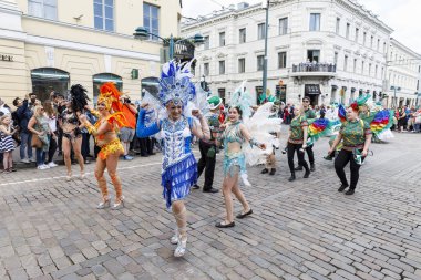 Helsinki, Finlandiya - 10 Haziran 2017: Helsinki Samba Carnaval celeb
