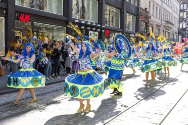 Helsinki, Finlandiya - 10 Haziran 2017: Helsinki Samba Carnaval celeb